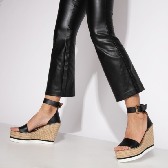 SEE BY CHLOE Glynn Black Espadrille Wedge Sandals - Picture 3 of 12